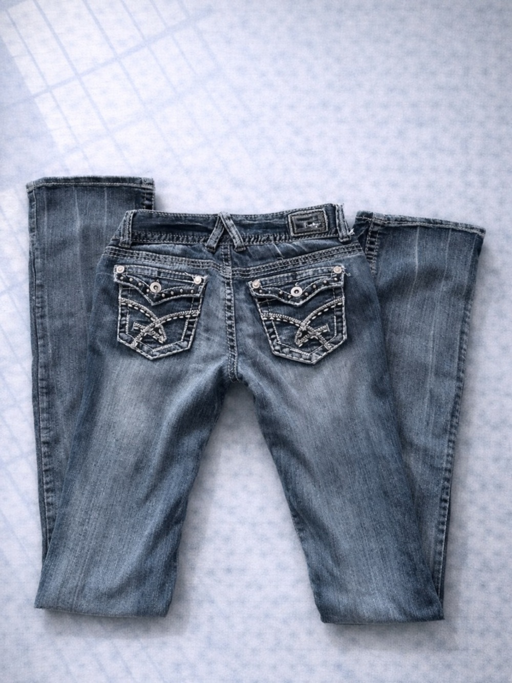 Y2K Mallgoth Low Rise Flared Jeans Embellished Grunge Statement Denim